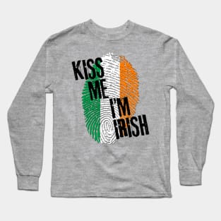 KISS ME IM IRISH fingerprint Long Sleeve T-Shirt